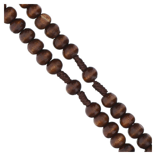 Terço contas 6 mm madeira escura com corda 3