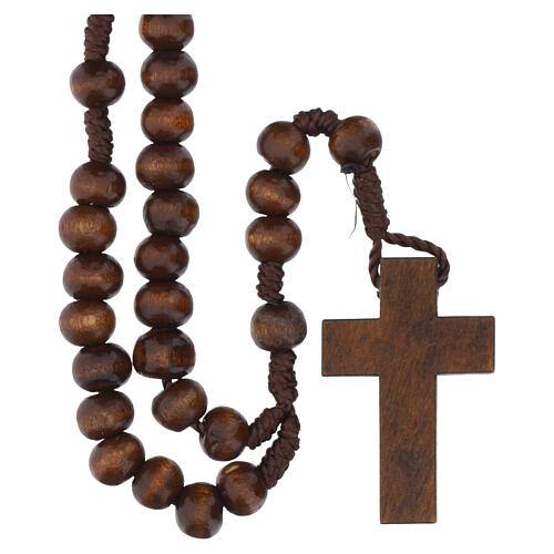 Rope rosary with dark wood 6 mm beads 4
