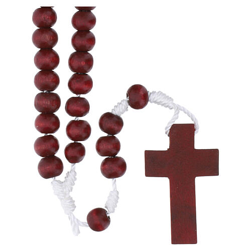 Dark red rosary with 6 mm wooden beads 4