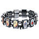 Armband aus Hämatit mit Heiligenmotiven und grauen Perlen s4