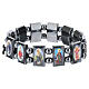 Armband aus Hämatit mit Heiligenmotiven und grauen Perlen s5