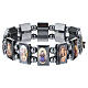 Multi-image hematite bracelet with sacred images and grey beads s1