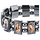Multi-image hematite bracelet with sacred images and grey beads s3