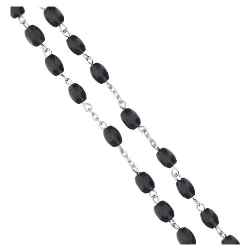 Rosary black wood 6 mm beads with Virgin Mary and Sacred Heart medals 3