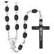 Rosary black wood 6 mm beads with Virgin Mary and Sacred Heart medals s1