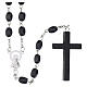 Rosary black wood 6 mm beads with Virgin Mary and Sacred Heart medals s4