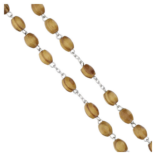 Chapelet bois clair grains ovales 8x10 mm 3