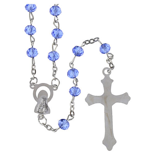 Rosary with 0.24-inch light blue faceted crystal beads 3