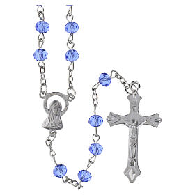 Rosario grani 6 mm cristallo azzurro taglio sfaccettato