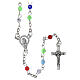Set of 12 coloured rosaries in glass bottles with cork stoppers s1