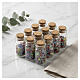 Set of 12 coloured rosaries in glass bottles with cork stoppers s2