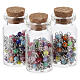 Set of 12 coloured rosaries in glass bottles with cork stoppers s6