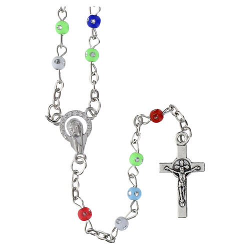 Set of 12 colored rosaries in glass bottles with cork 1