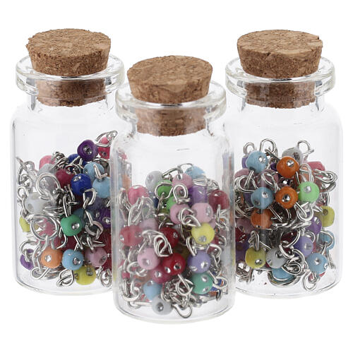 Set of 12 colored rosaries in glass bottles with cork 6