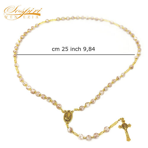 Rosenkranz – Murano-Glas, weiß, Perlen ⌀ 8 mm, goldfarbene Ausführung 3