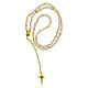 White Murano glass rosary, 0.3-inch beads, gold finish s2