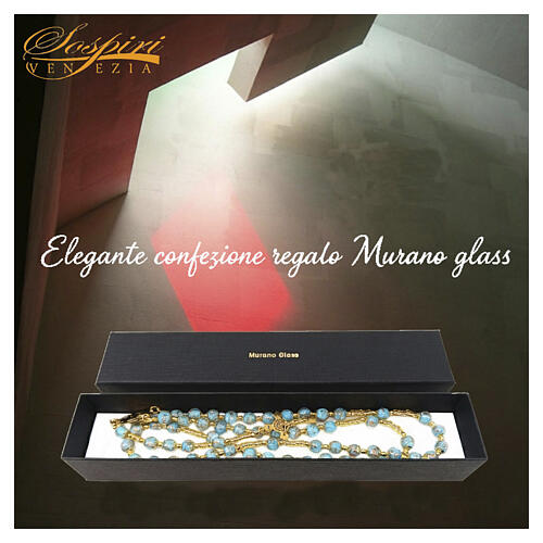 Rosenkranz – Murano-Glas, himmelblau, Perlen ⌀ 8 mm, goldfarbene Ausführung 5