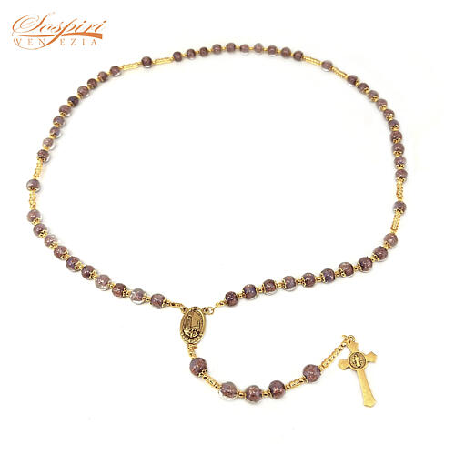 Rosenkranz – Murano-Glas, lila, Perlen ⌀ 8 mm, goldfarbene Ausführung 5