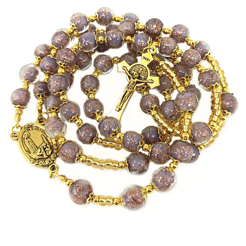 Lilac Murano glass rosary, 0.31 in beads, gold finish 6