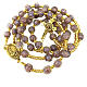 Rosario lila de vidrio de Murano con granos de 8 mm acabado dorado s6
