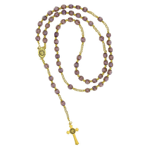 Lilac Murano Glass Rosary 8mm with Gold Finish 4