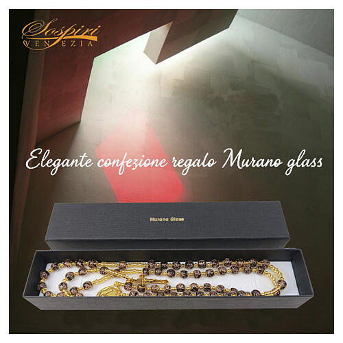 Rosenkranz – Murano-Glas, schwarz, Perlen ⌀ 8 mm, goldfarbene Ausführung 6