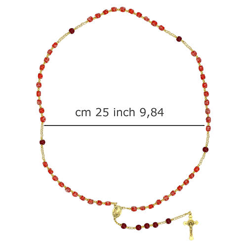 Red and Gold Murano Glass Rosary, 8mm 4