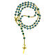 Rosario liturgico con perle verdi in vetro Murano 8mm e finitura oro s4
