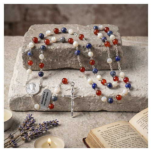 Rosary of Carlo Acutis in 925 silver with 0.24-inch lapis gemstone beads 2