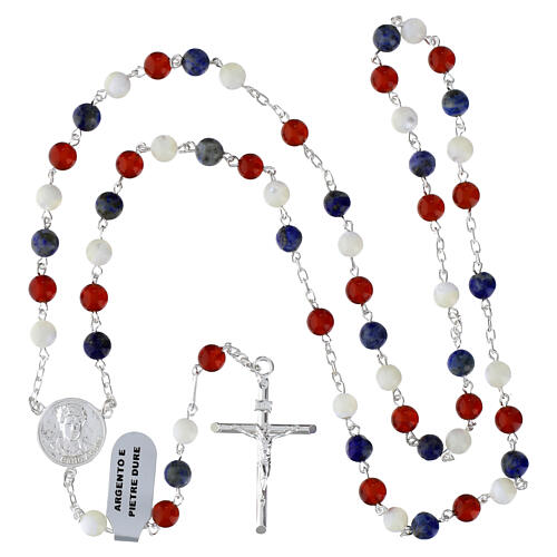 Rosary of Carlo Acutis in 925 silver with 0.24-inch lapis gemstone beads 5