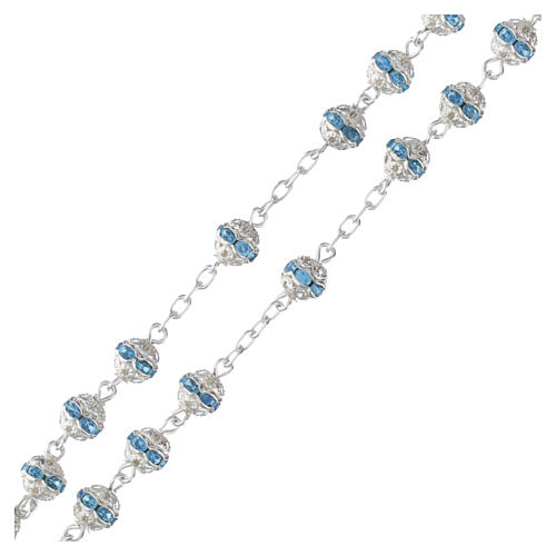 Rosario argento 925 strassball celesti  6 mm 4