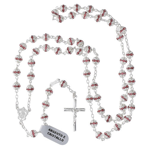 Rosary in 925 silver with 0.24-inch pink crystals 6