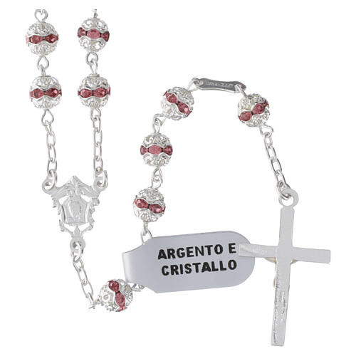 Rosario argento 925 cristalli rosa 6 mm 3