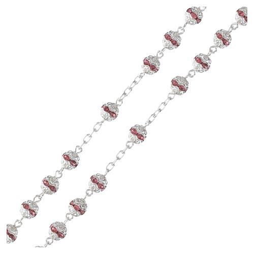 925 silver rosary with 6 mm pink crystals 4
