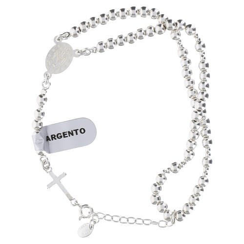 Pulseira terço prata 925 contas de 4 mm 2