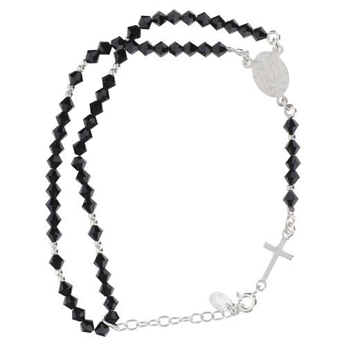 Rosary bracelet 4 mm black crystal and 925 silver 2