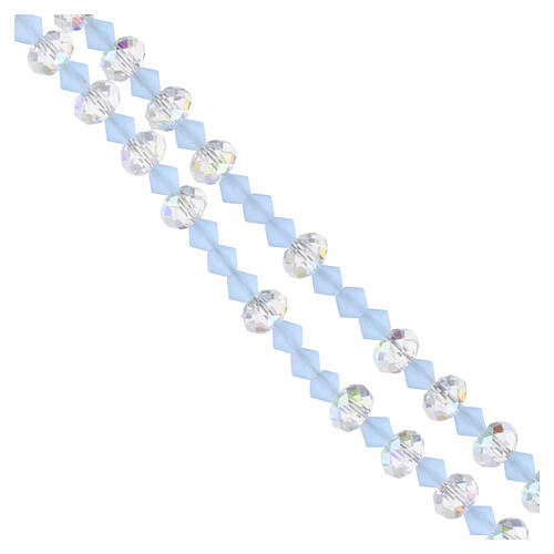 Wearable rosary in 925 silver with 0.16-inch transparent sky-blue crystal beads 4