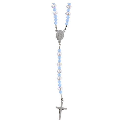Chapelet collier argent 925 4 mm cristal bleu ciel transparent 3