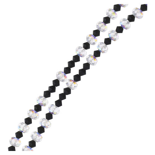 Chapelet argent 925 grains cristal 4 mm noir et blanc 4