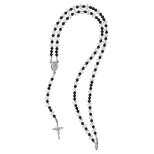 Chapelet argent 925 grains cristal 4 mm noir et blanc 5