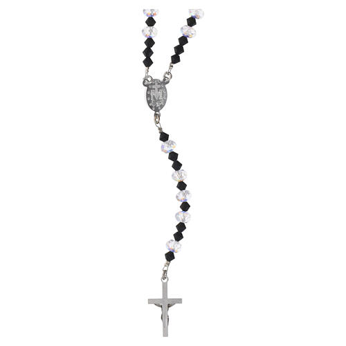 925 silver rosary with 4 mm black and white crystal beads 3