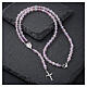 Rosario que se puede llevar plata 925 granos 6 mm cristal rosa y blanco s2