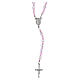 Rosario indossabile argento 925 grani 6 mm cristallo rosa e bianco s1