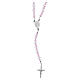 Terço colar prata 925 contas 6 mm cristal cor-de-rosa e branco s3