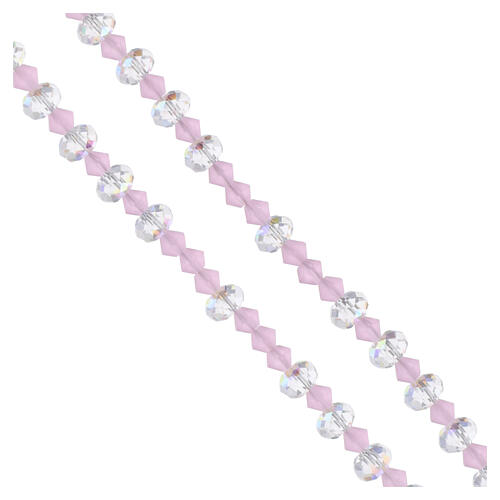Wearable rosary 925 silver 6 mm pink and white crystal beads 4