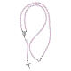 Wearable rosary 925 silver 6 mm pink and white crystal beads s5