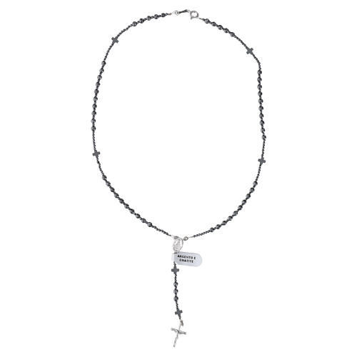 Chapelet argent 925 hématite noir 4 mm 6
