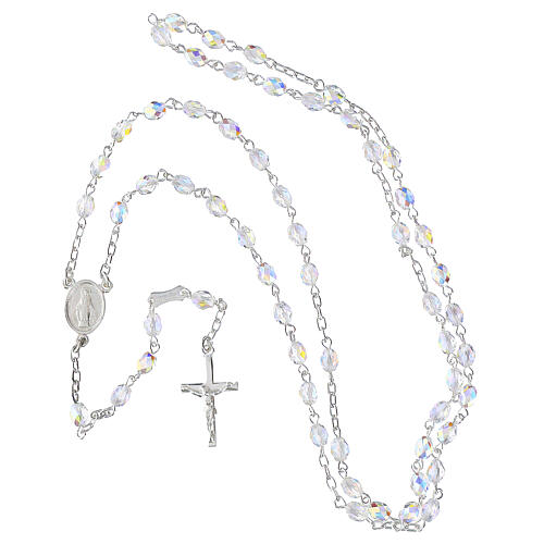 Chapelet Médaille Miraculeuse cristaux blancs 6 mm argent 925 5