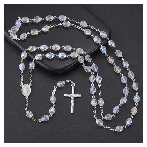 Wearable rosary 6 mm crystals beads 925 silver 2
