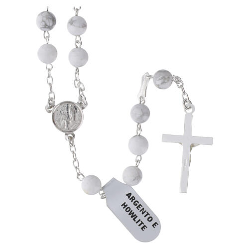 Rosario argento 925 Howlite bianca grani da 6 mm 3